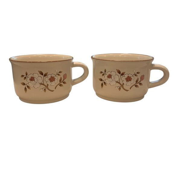 Covington Edition Floral Stoneware Japan Set Of 2 Soup Chili Coffee Mugs - Picture 1 of 5